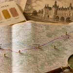 Circuit chateau de la loire carte avec Chambord Chenonceau Villandry sur papier IGN