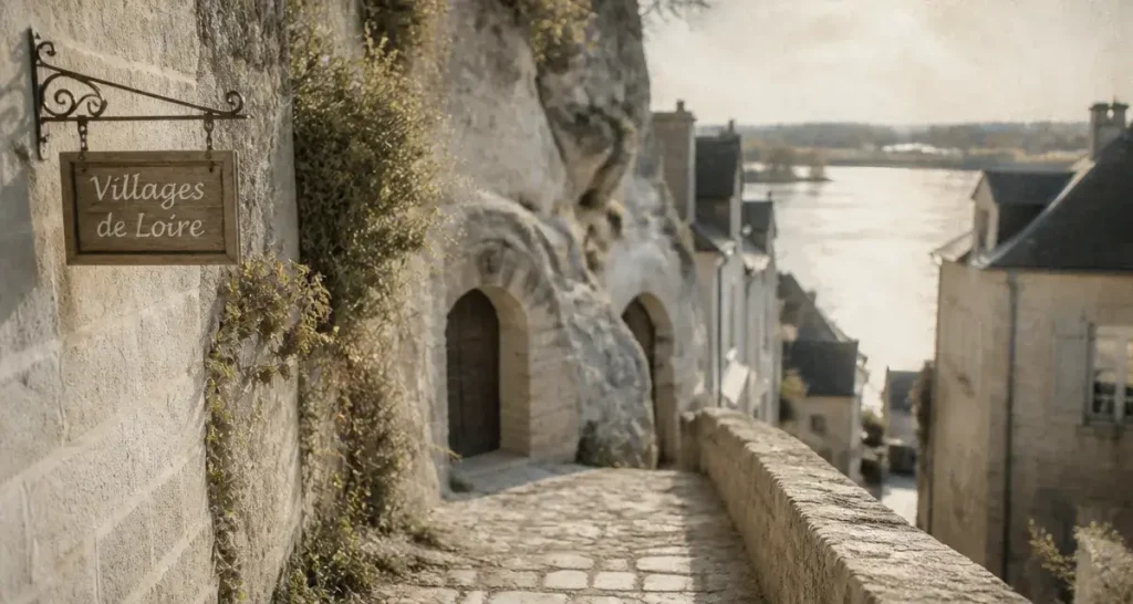 Les plus beaux villages de touraine : ruelle en tuffeau vers la Loire