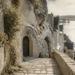 Les plus beaux villages de touraine : ruelle en tuffeau vers la Loire