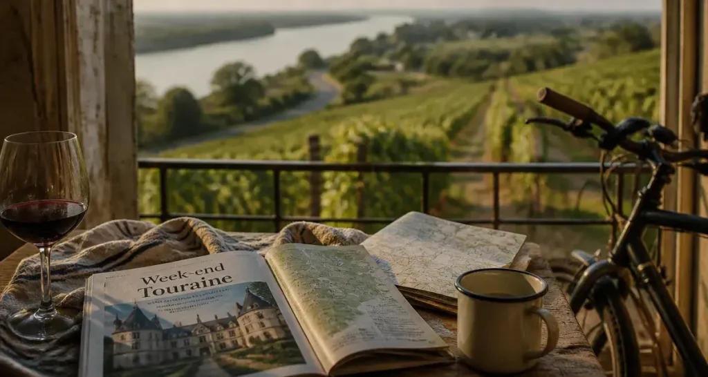 Location week end Touraine : guide et vue sur les vignes depuis un hébergement