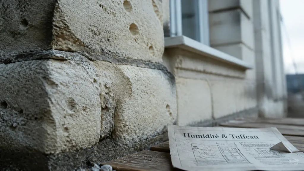 Maison en tuffeau : humidité abîme la pierre blanche