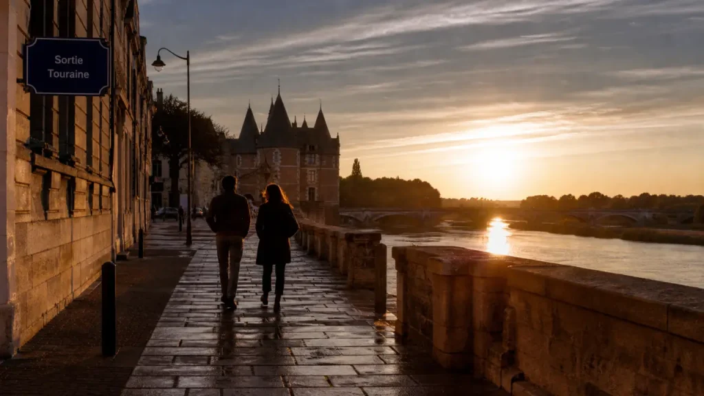 Week end touraine à Tours : quai de la Loire au coucher du soleil