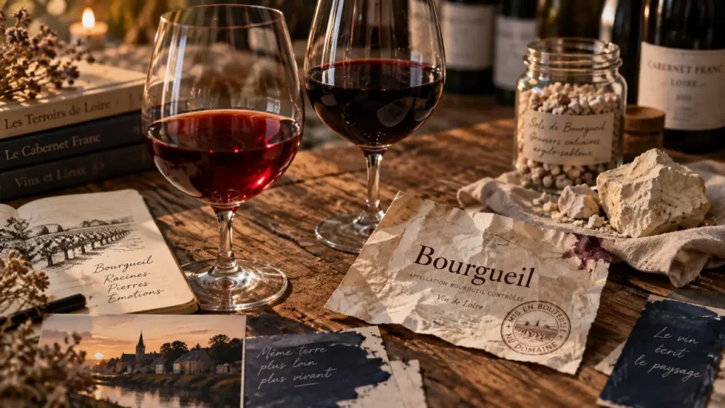 Bourgueil vin, gravier ou tuffeau : verres rouges et textures de sol