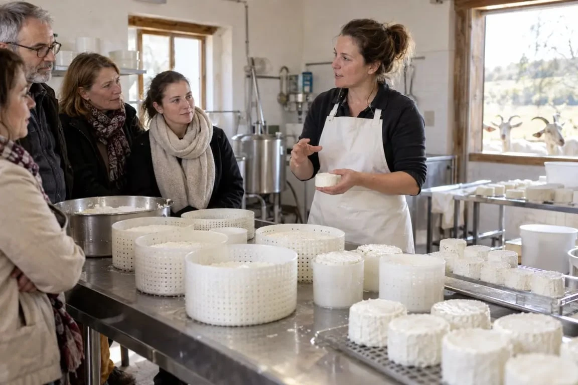 Atelier de fabrication de fromage dans une ferme à visiter près de Tours