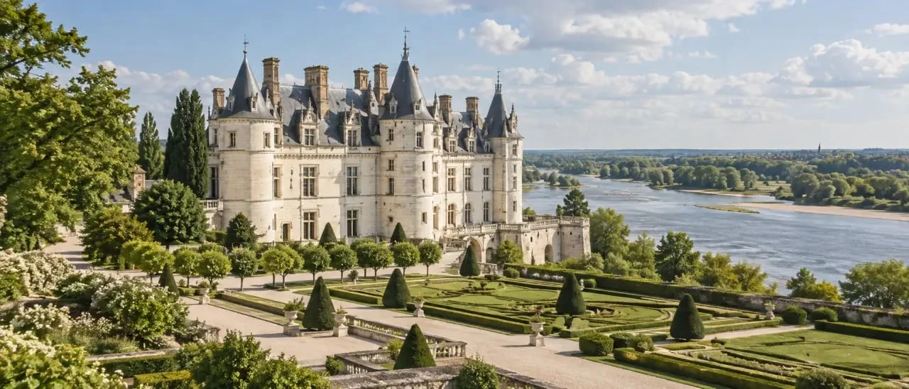 Route chateau de la loire avec château Renaissance, jardins et paysage ligérien