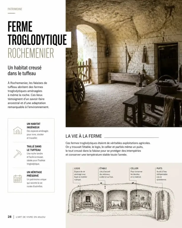 Ferme troglodytique de Rochemenier, exemple typique des plus beaux villages troglodytes de France