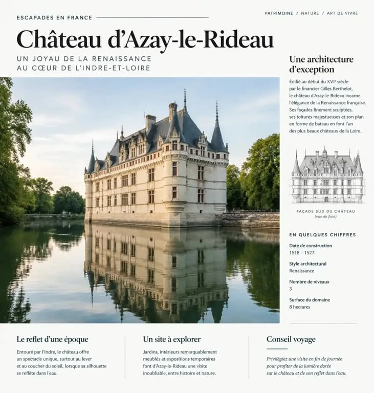 Château d'Azay-le-Rideau, une activité incontournable pour vos tours activités famille en Touraine