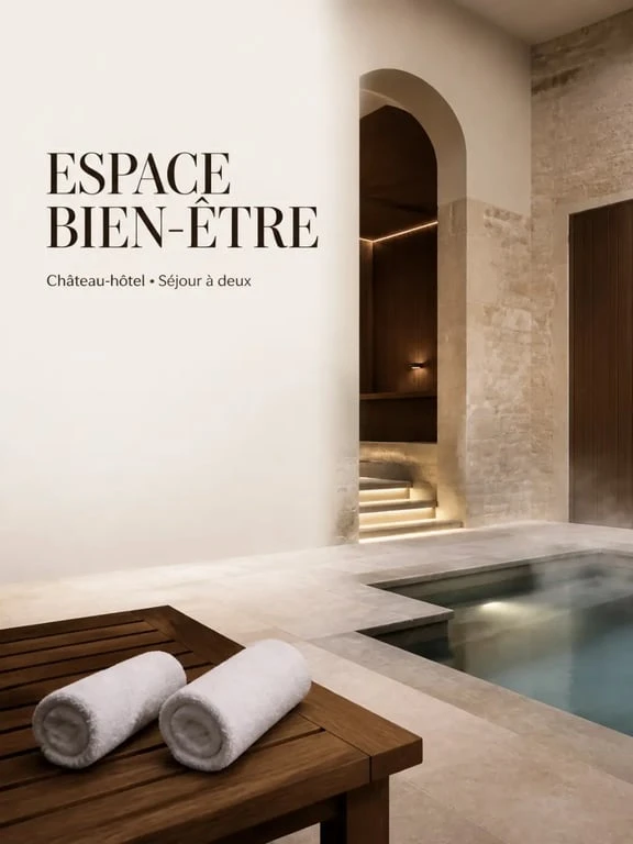Week end amoureux dans un château : spa intime et piscine chauffée pour une escapade romantique