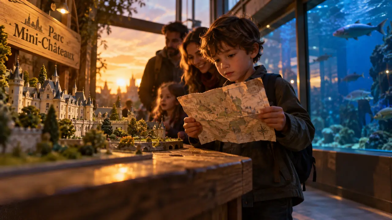 Mini châteaux et aquarium de touraine : famille à l’entrée au parc