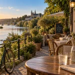 Restaurant bord de loire au bord du fleuve, terrasse vue et ambiance