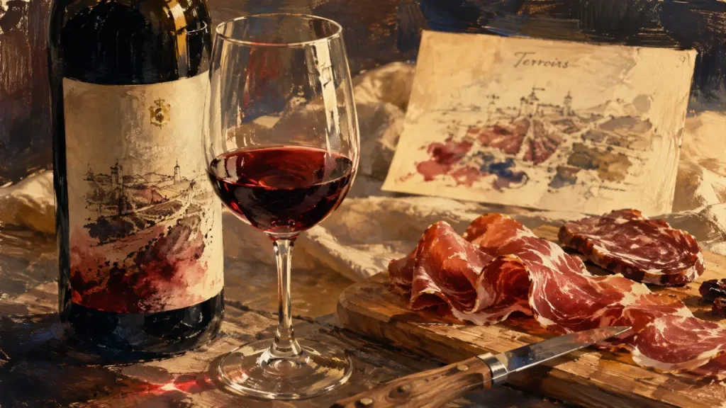 Vin rouge chinon à table : verre et charcuteries, terroirs et accords