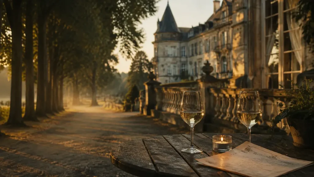 Week end amoureux dans un chateau : table romantique aux bougies