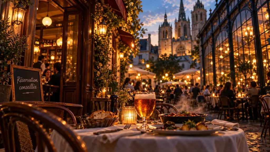 Brasserie vieux tours : table terrasse place Plumereau ou verrière de 1896