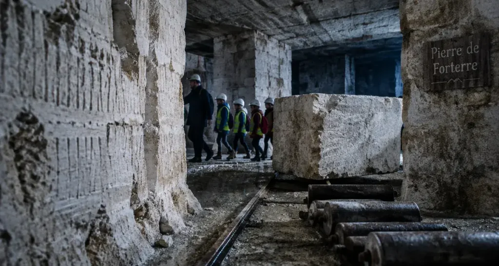 Entrée de la carrière souterraine d'Aubigny, galeries de la pierre de Forterre, 2 000 ans d'extraction