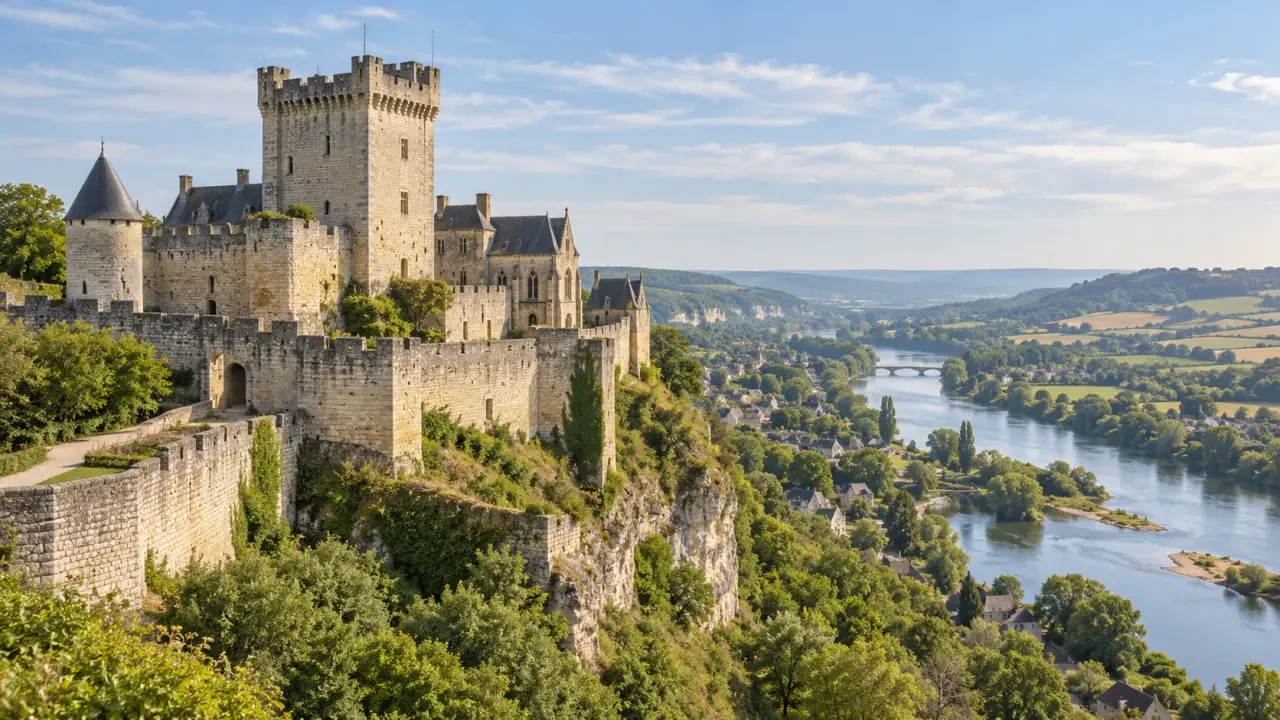 Forteresse médiévale parmi les châteaux de Touraine dans le Val de Loire