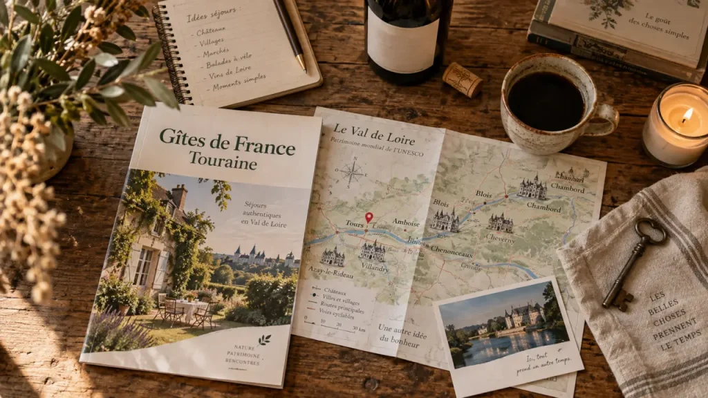Gîtes de France Val de Loire Touraine, brochure et clé de gîte
